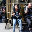 Here she is preparing to go up a big tower and then fall back down.