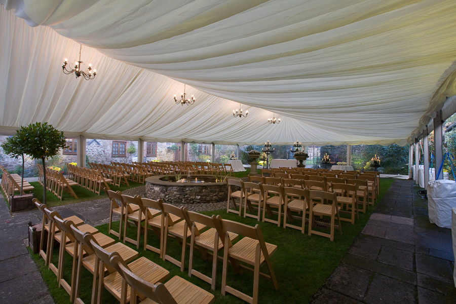 The courtyard set up in the pond