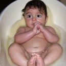 In the bath. 4 months old