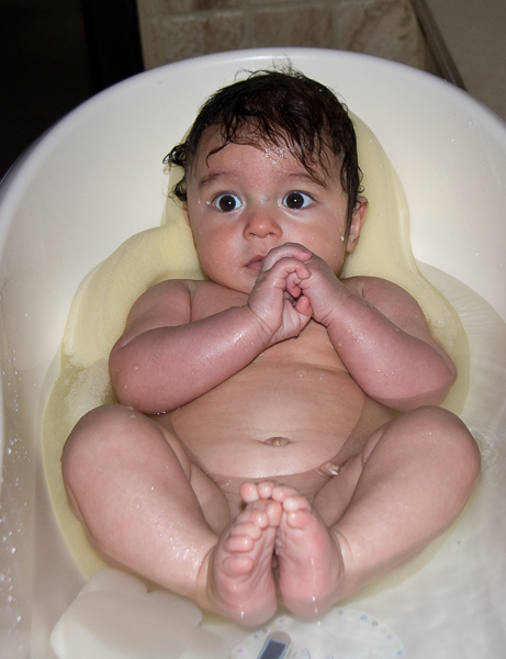 In the bath. 4 months old