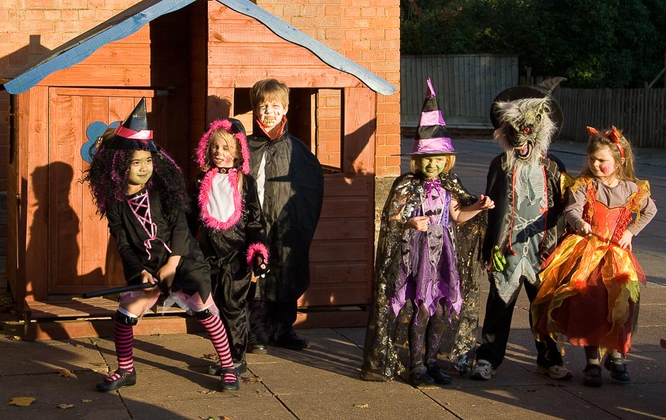 Mikee with her classmates during Haloween