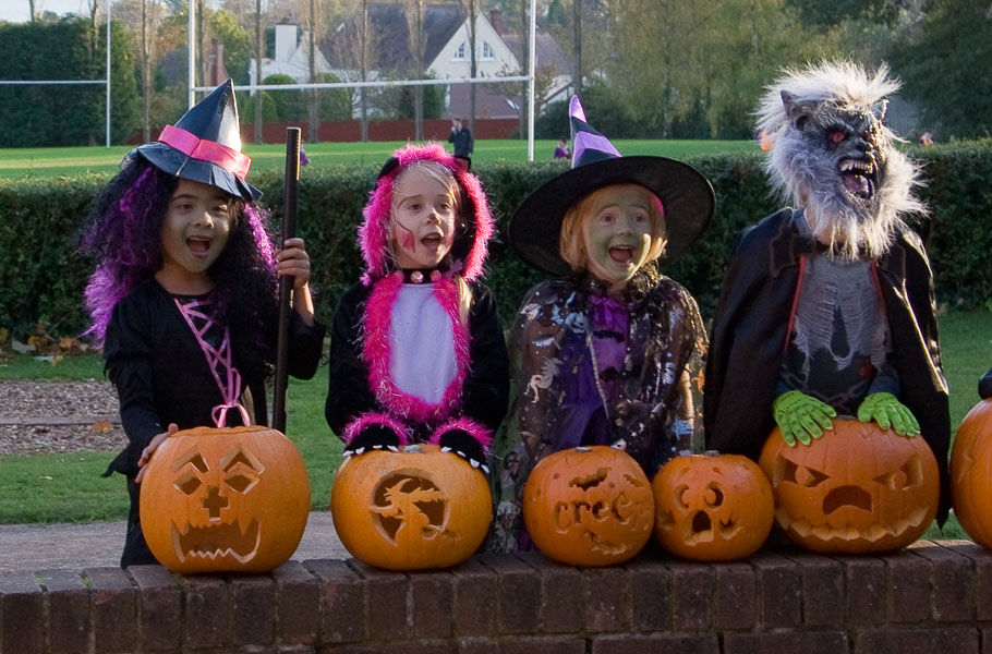 Mikee with her classmates during Haloween