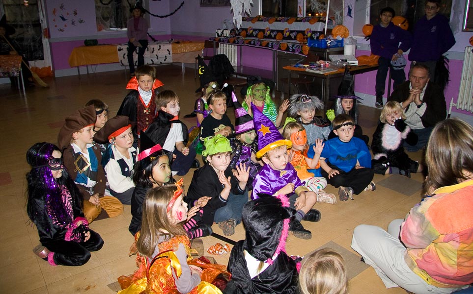 Mikee with her classmates during Haloween