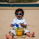 Eric playing in the sand on the beach just outside Padstow