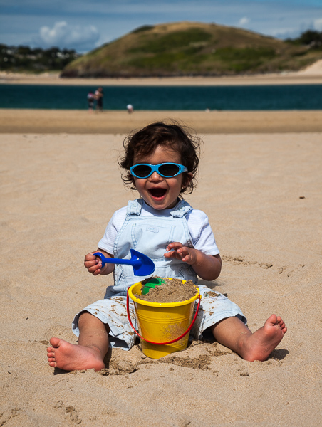 Eric playing in the sand on the beach just outside Padstow