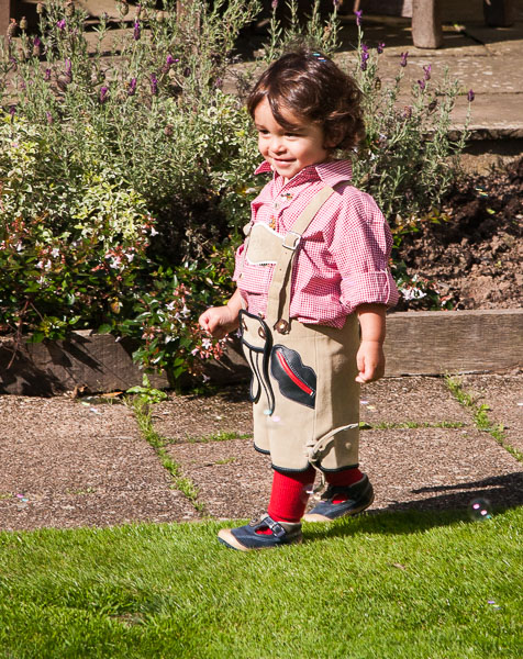 Eric in Lederhosen. Letizia brought the whole Austrian outfit for her friend