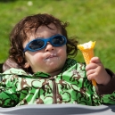 Eric eating ice cream at the coffee shop at St Michael’s Mount