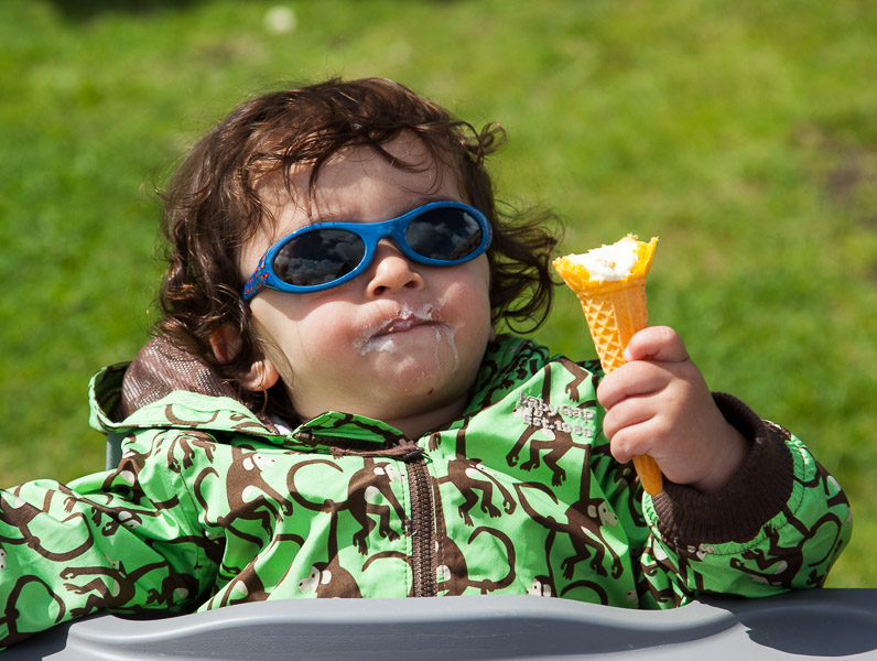 Eric eating ice cream at the coffee shop at St Michael’s Mount