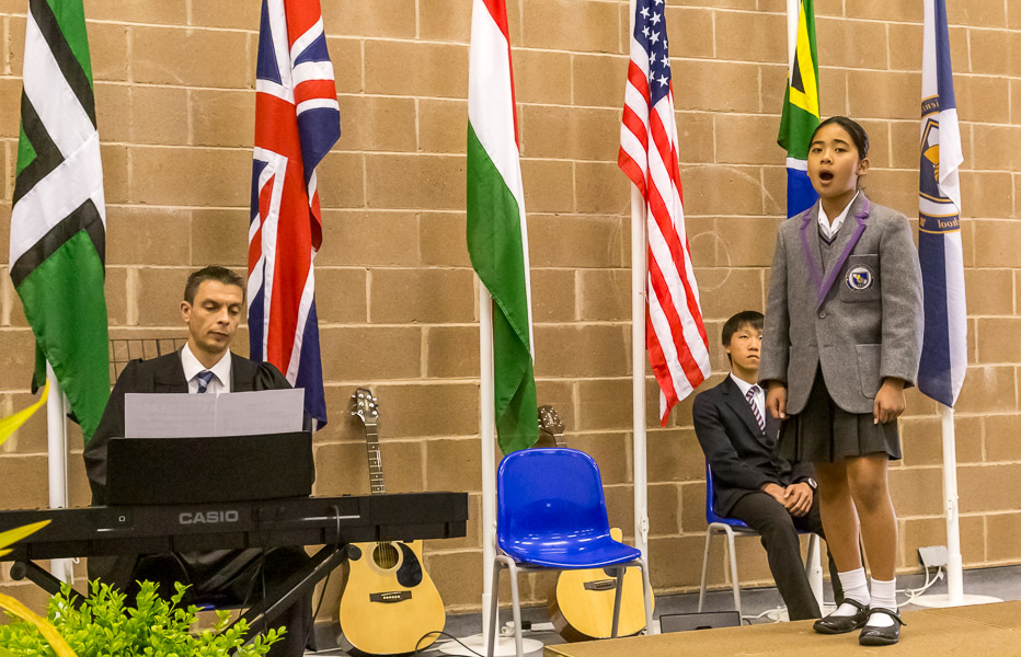 Mikee singing on Speech Day at St John’s School, July 2013