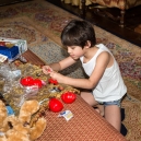 Eric playing with his Christmas stocking gifts in the early morn