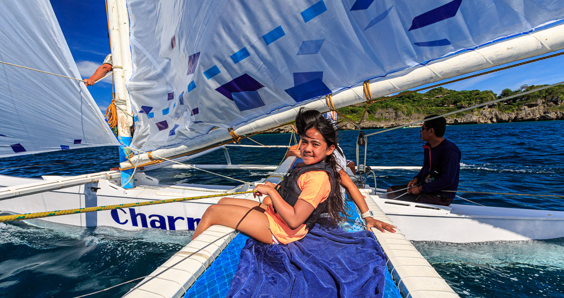 Mikee and I went sailing on a local trimaran.