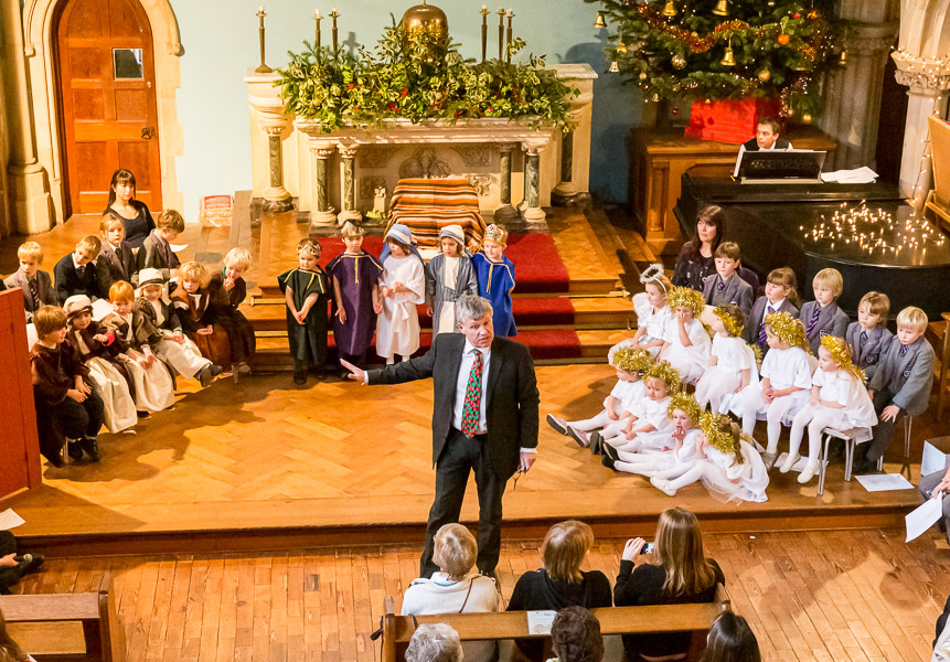 Mr Larter, the headmaster, speaking to the audience